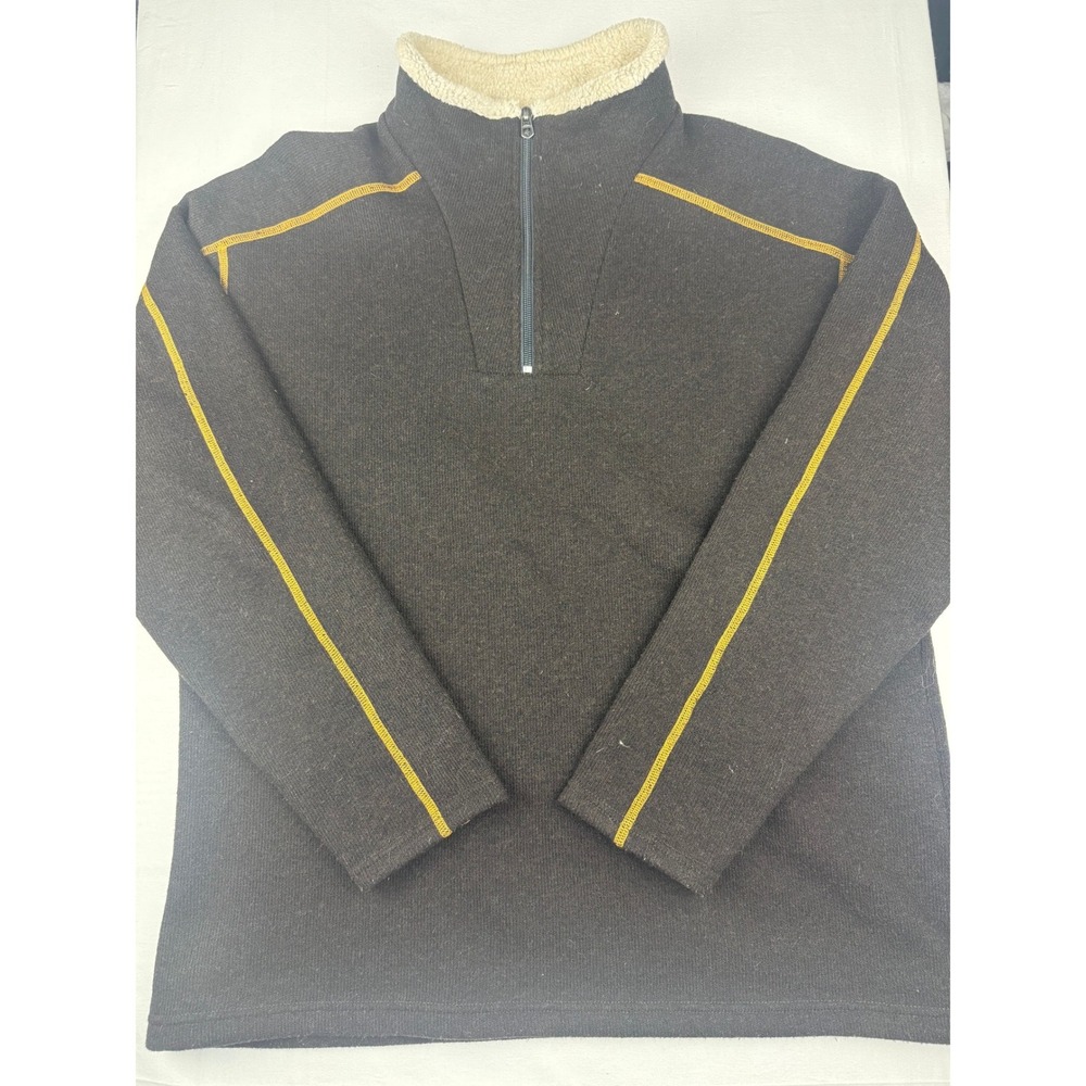 Kuhl Europa 1/4 Zip XL Charcoal Brown Wool Blend Fleece Lined Sweater